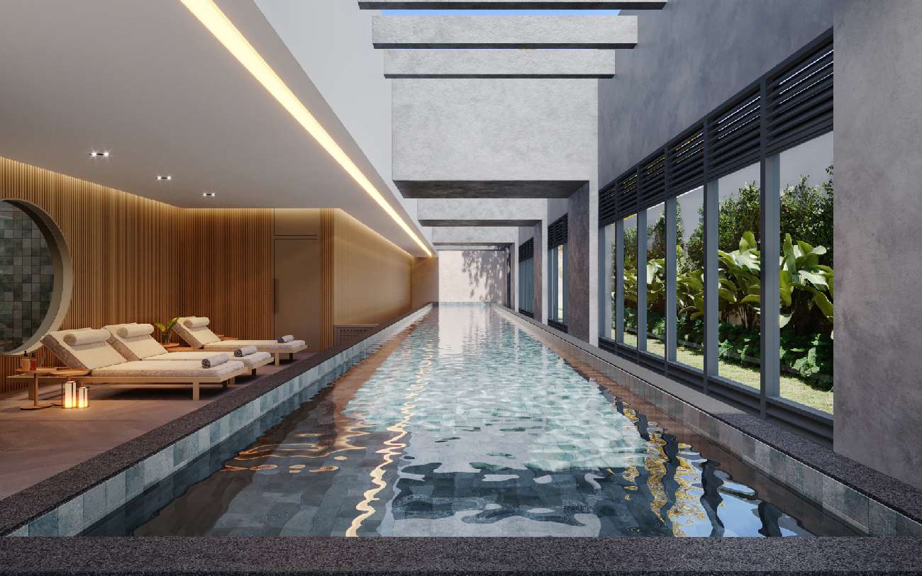 Perspectiva Ilustrada da Piscina Coberta