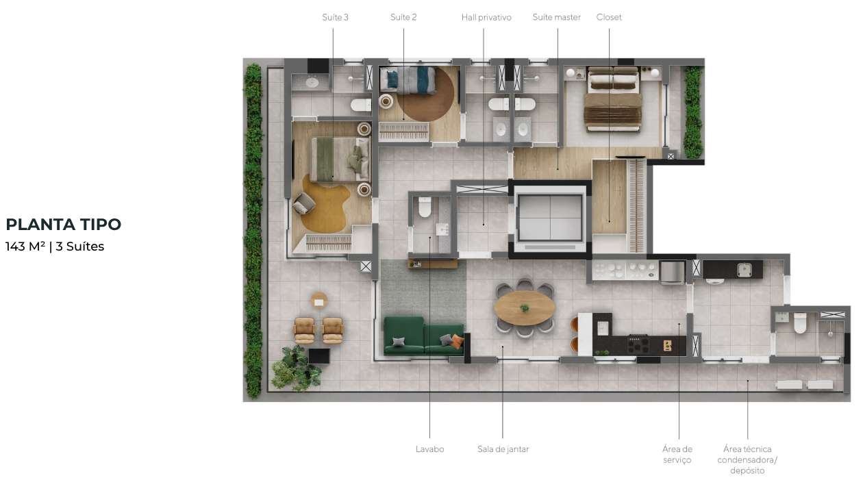 143 M² | 3 Suítes