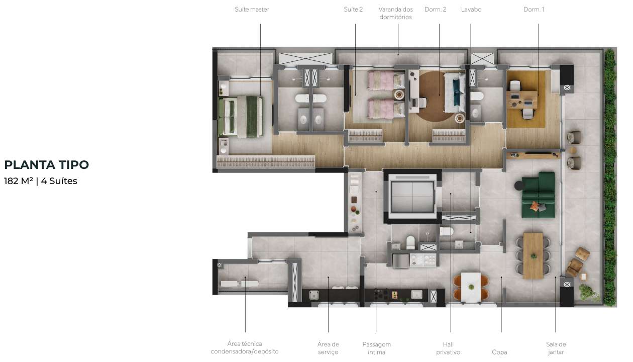 182 M² | 4 Suítes